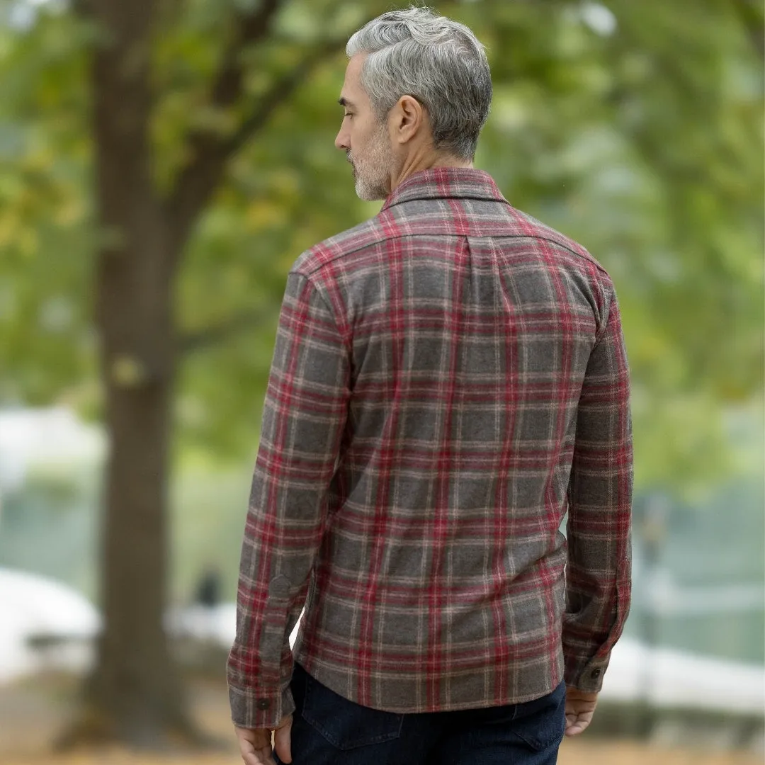 Adaptive Brown Glen Plaid  Flannel Shirt Combo Layering Piece with Magnetic Closures