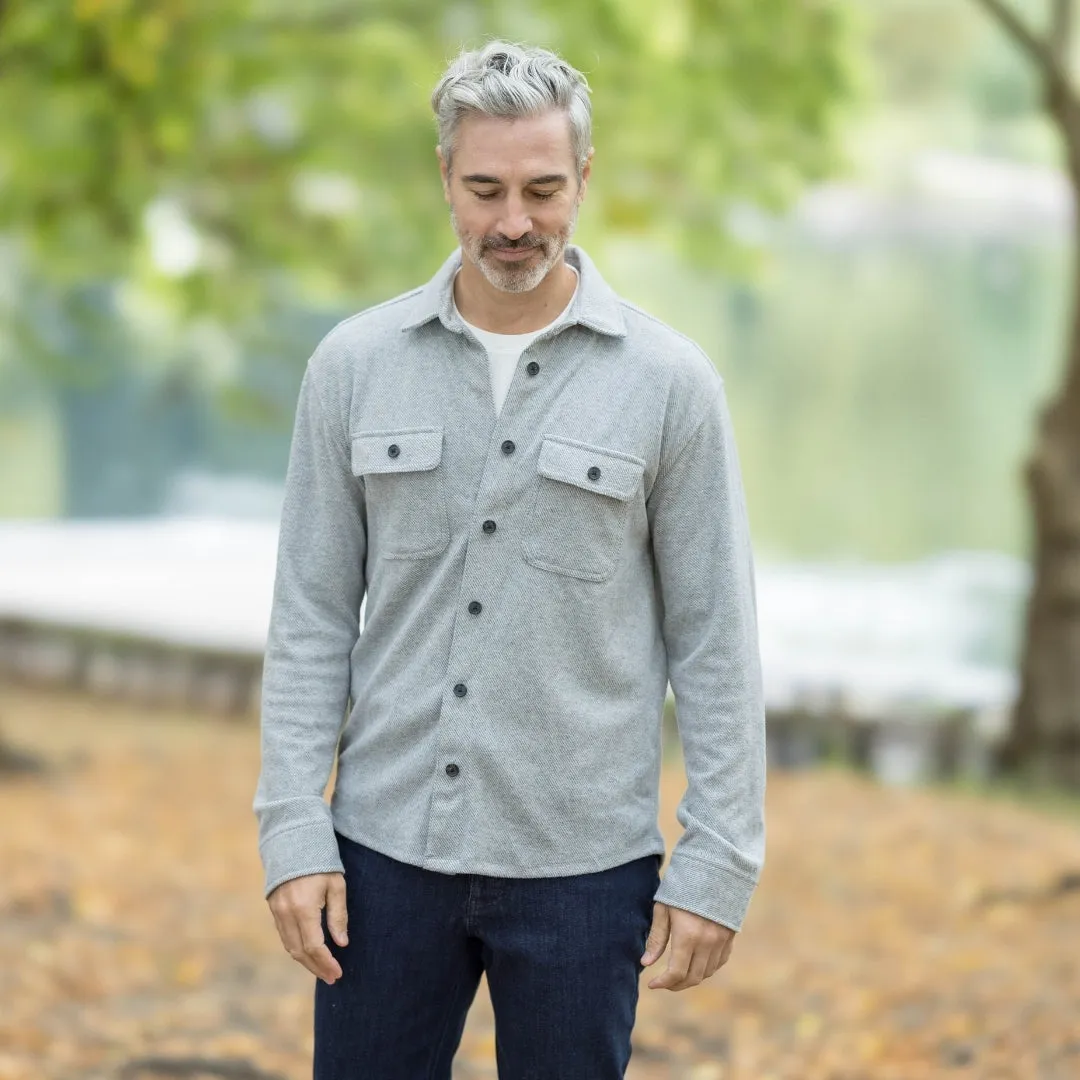 Adaptive Grey Flannel Shirt / Combo Layering Piece with Magnetic Closures