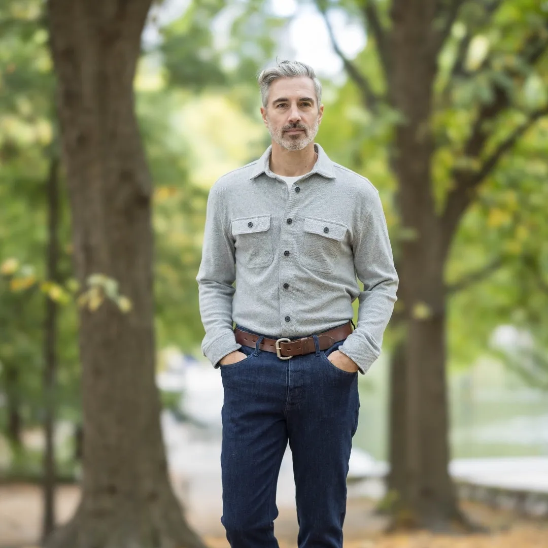 Adaptive Grey Flannel Shirt / Combo Layering Piece with Magnetic Closures