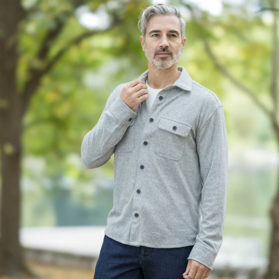 Adaptive Grey Flannel Shirt / Combo Layering Piece with Magnetic Closures