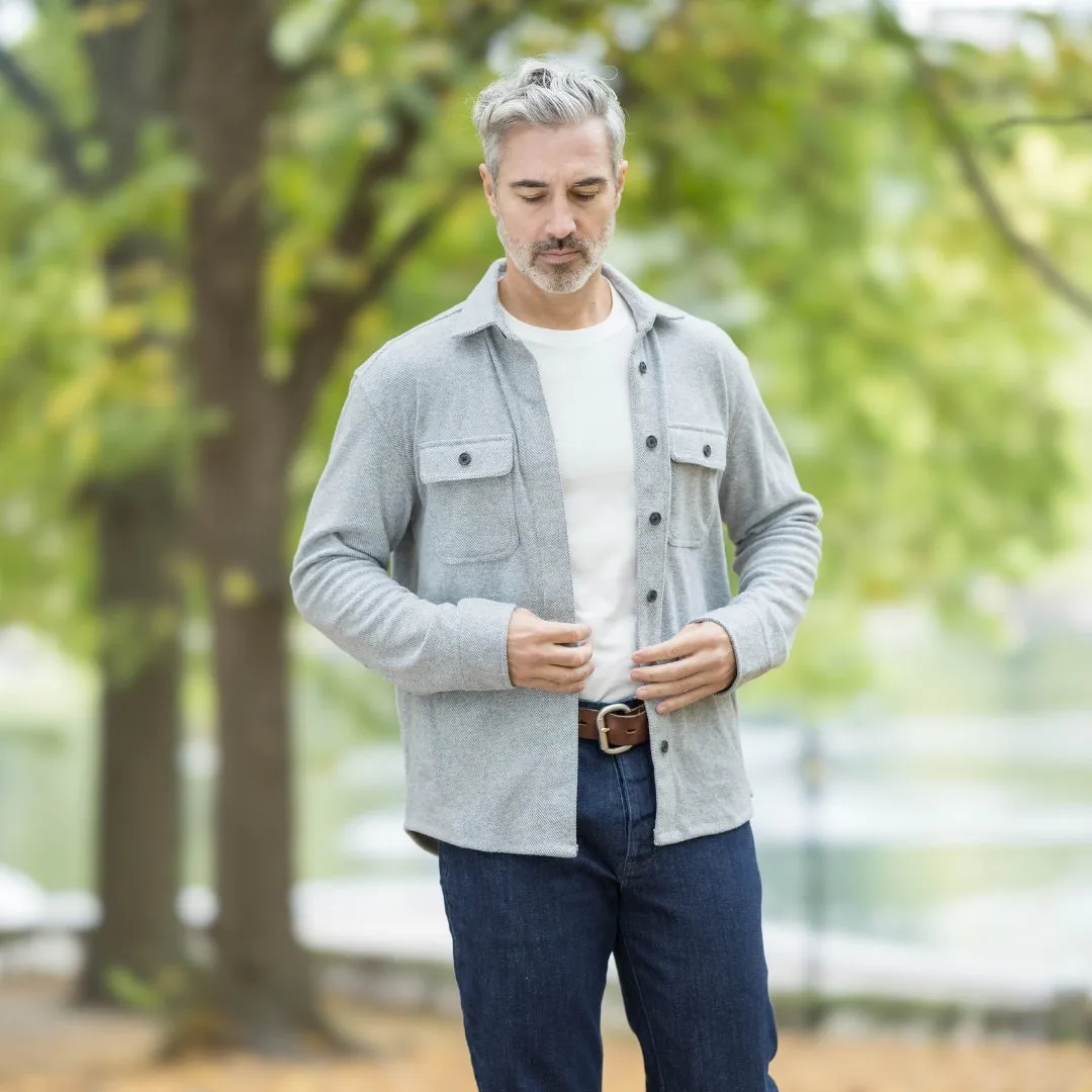 Adaptive Grey Flannel Shirt / Combo Layering Piece with Magnetic Closures