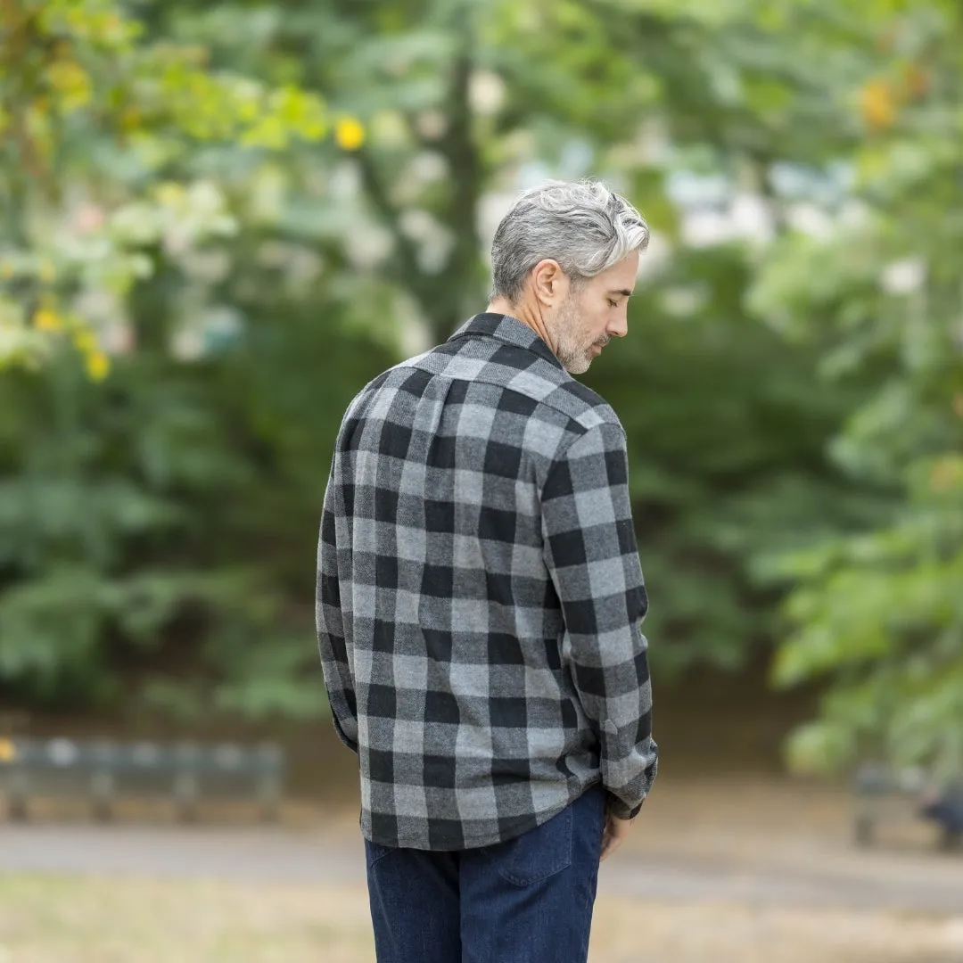 Adaptive Long Sleeve Black Buffalo Check Flannel Shirt Combo Layering Piece with Magnetic Closures