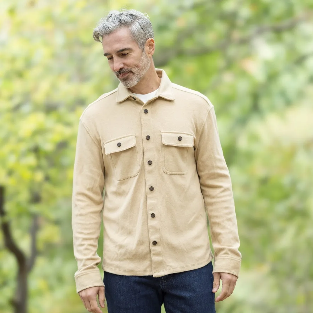 Adaptive Long Sleeve Khaki Flannel Shirt Combo Layering Piece with Magnetic Closures