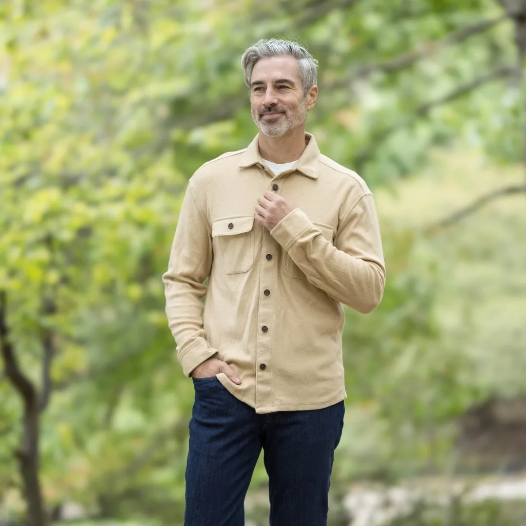 Adaptive Long Sleeve Khaki Flannel Shirt Combo Layering Piece with Magnetic Closures