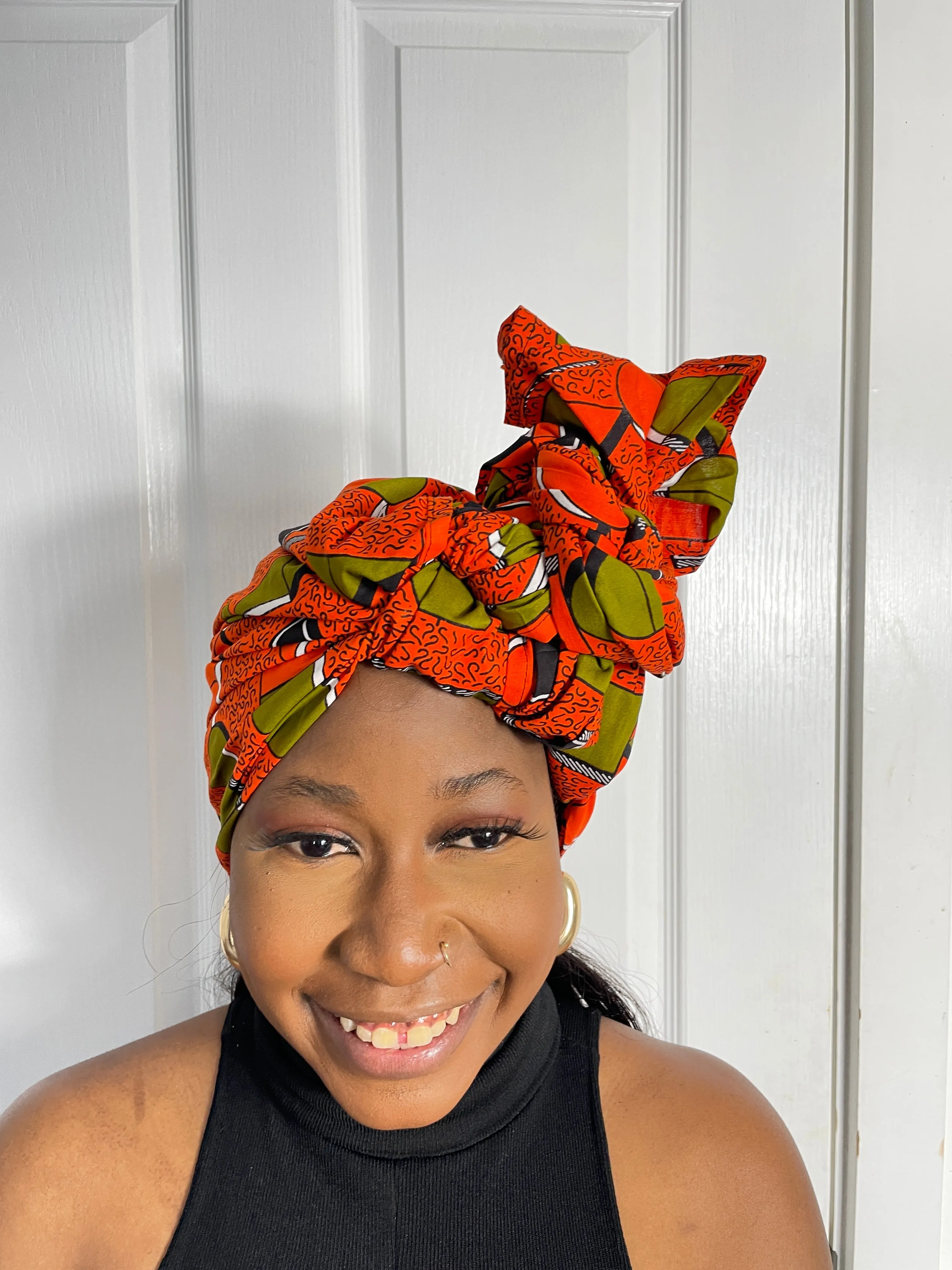 Annette Orange Ankara Headwrap/Scarf