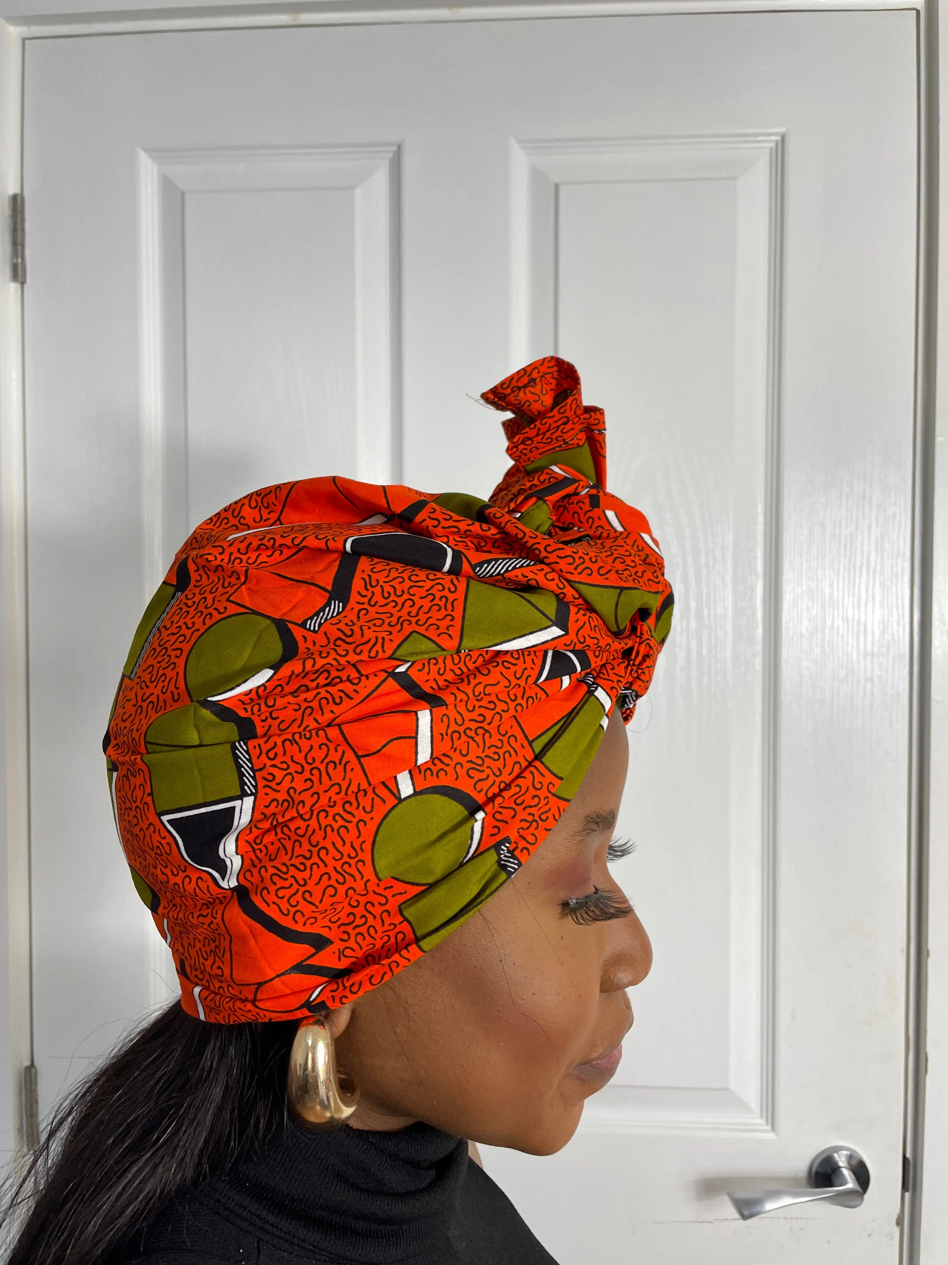 Annette Orange Ankara Headwrap/Scarf