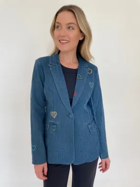 Aurora Denim Blazer With Hearts