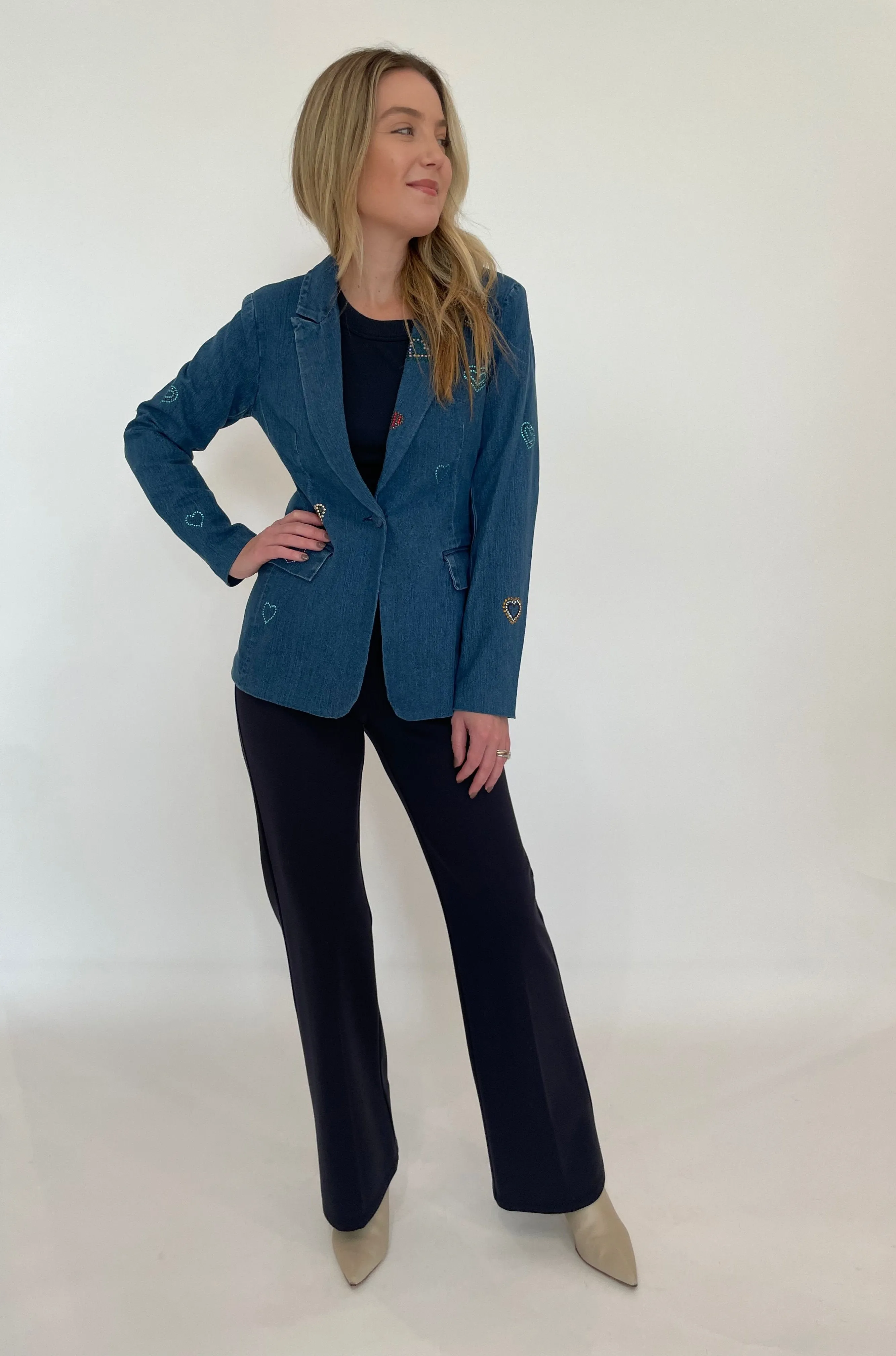 Aurora Denim Blazer With Hearts