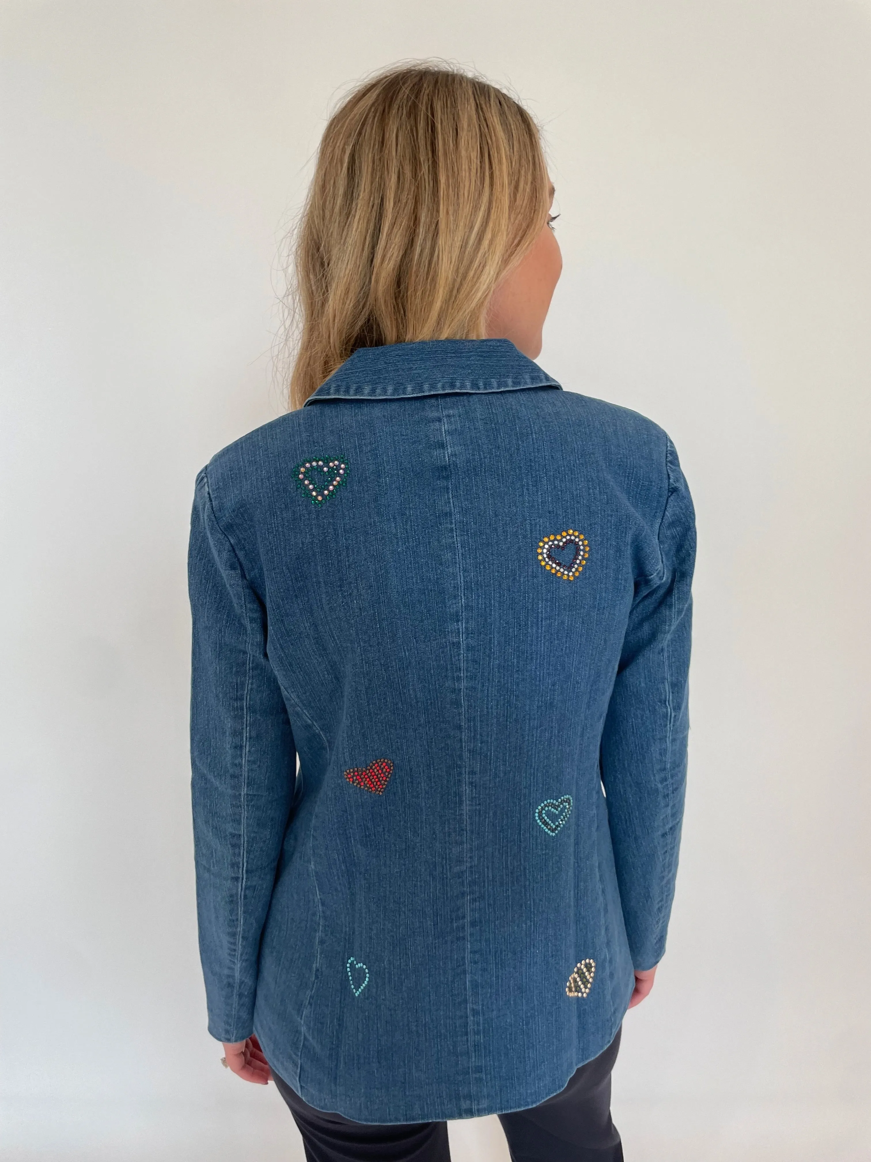 Aurora Denim Blazer With Hearts