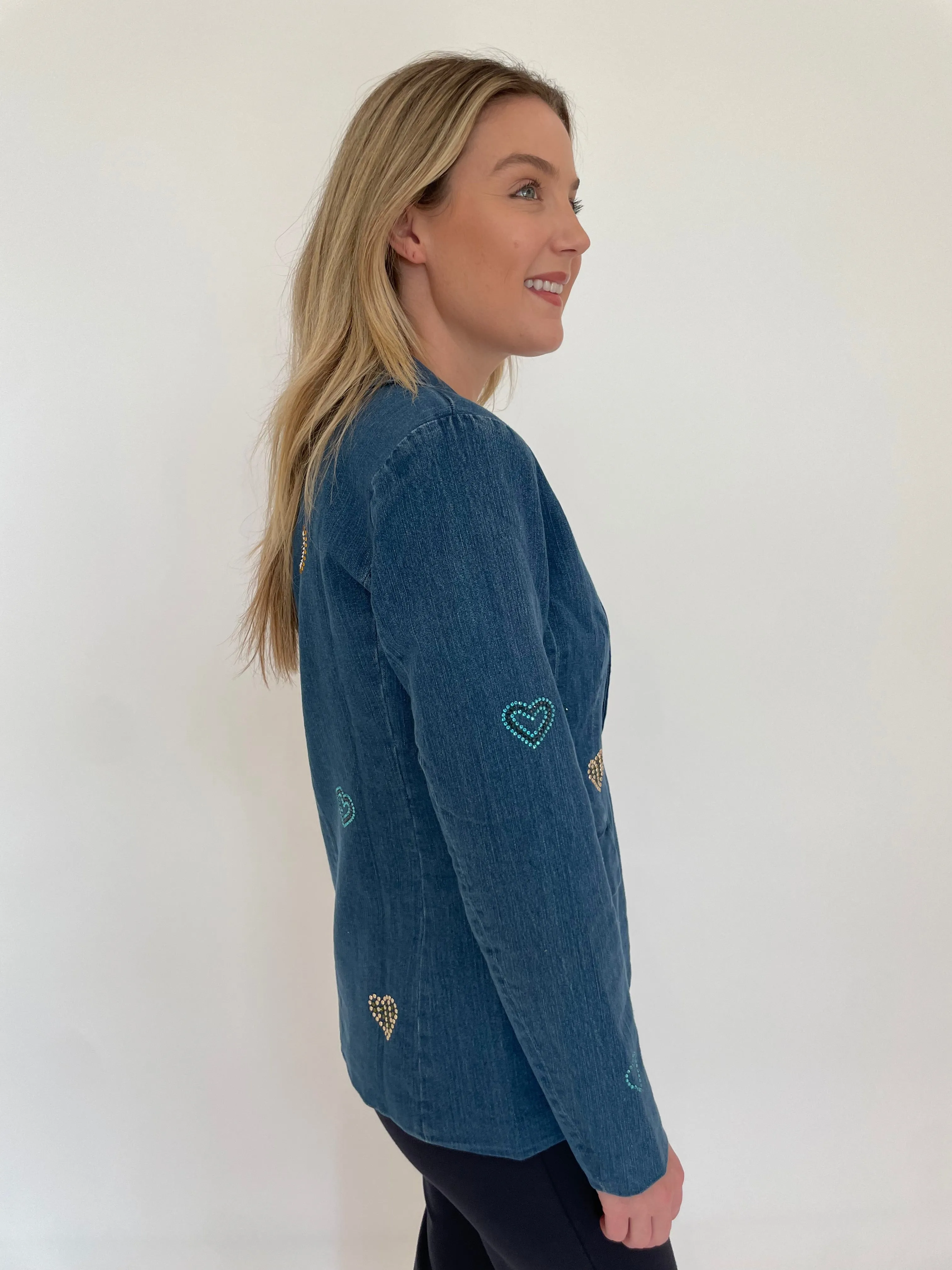 Aurora Denim Blazer With Hearts