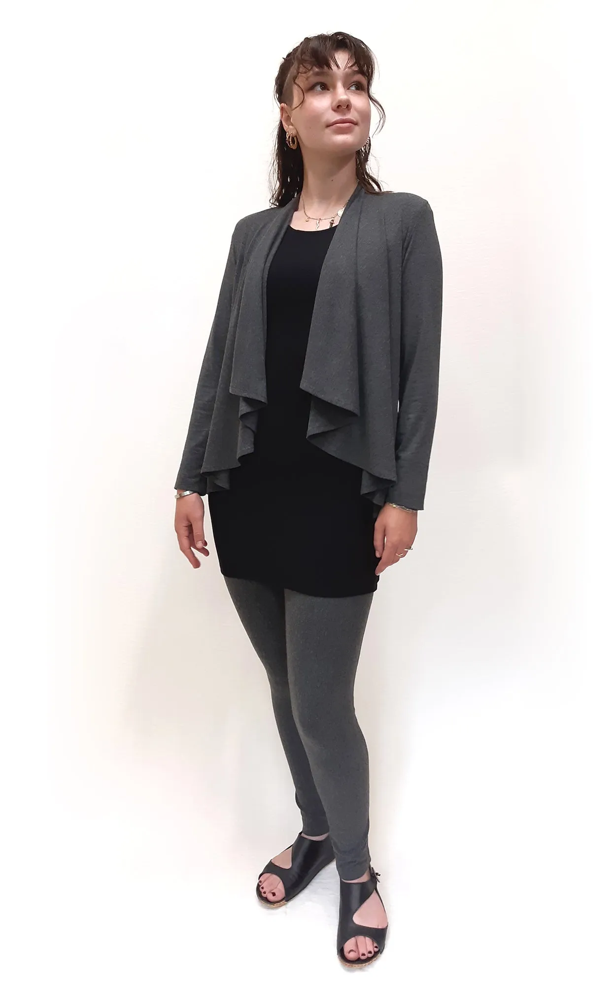 Bamboo Short Cardigan Wrap Charcoal - L only