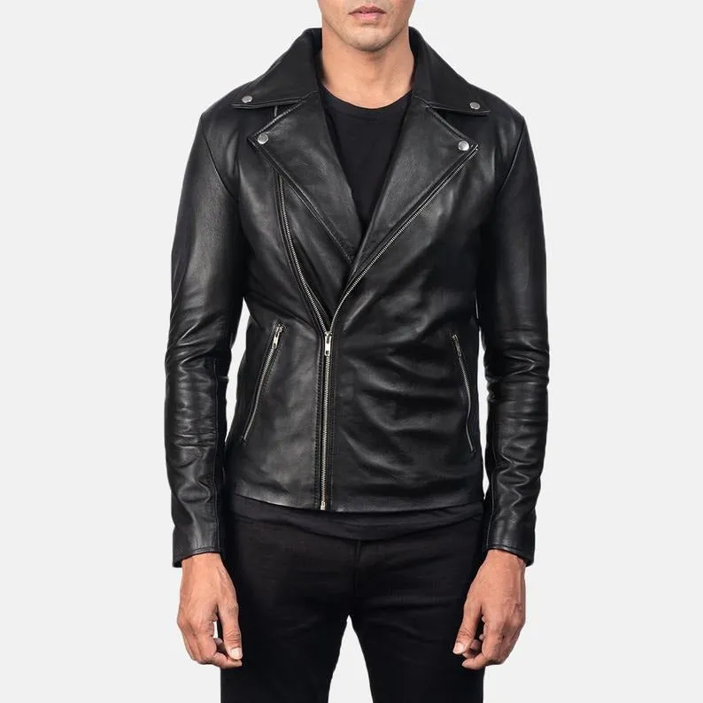 Black Biker Men's Leather Jackett