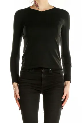 Black Fitted Long Sleeve Knit Top