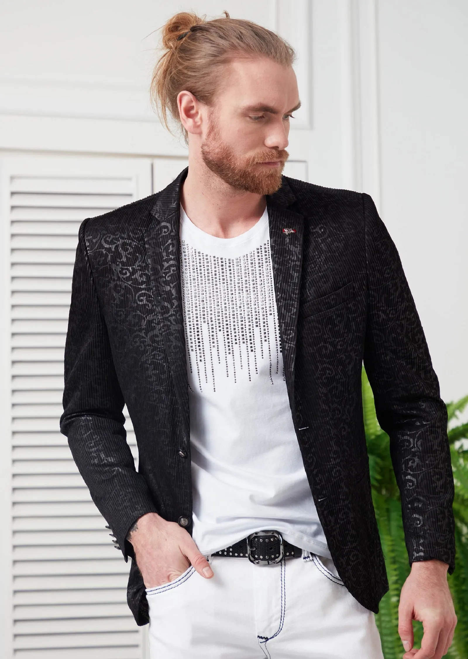 Black Paisley Jacquard Blazer