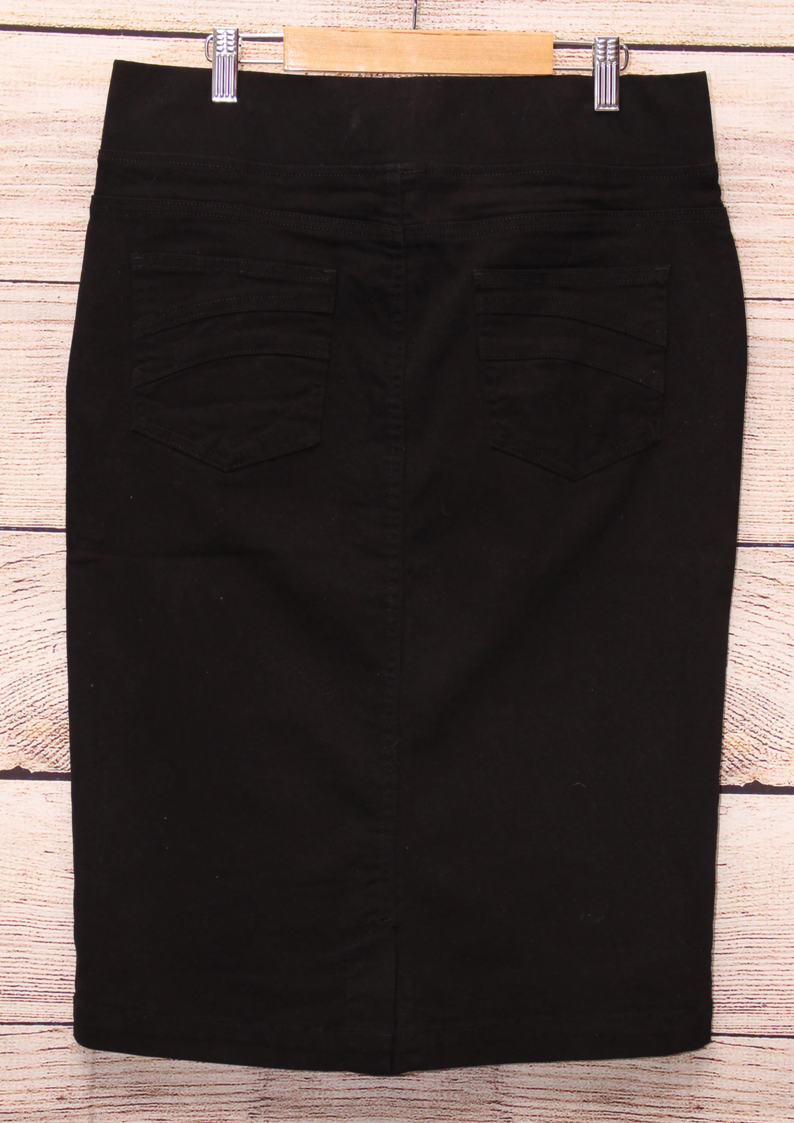 Black Stretch Jean Skirt