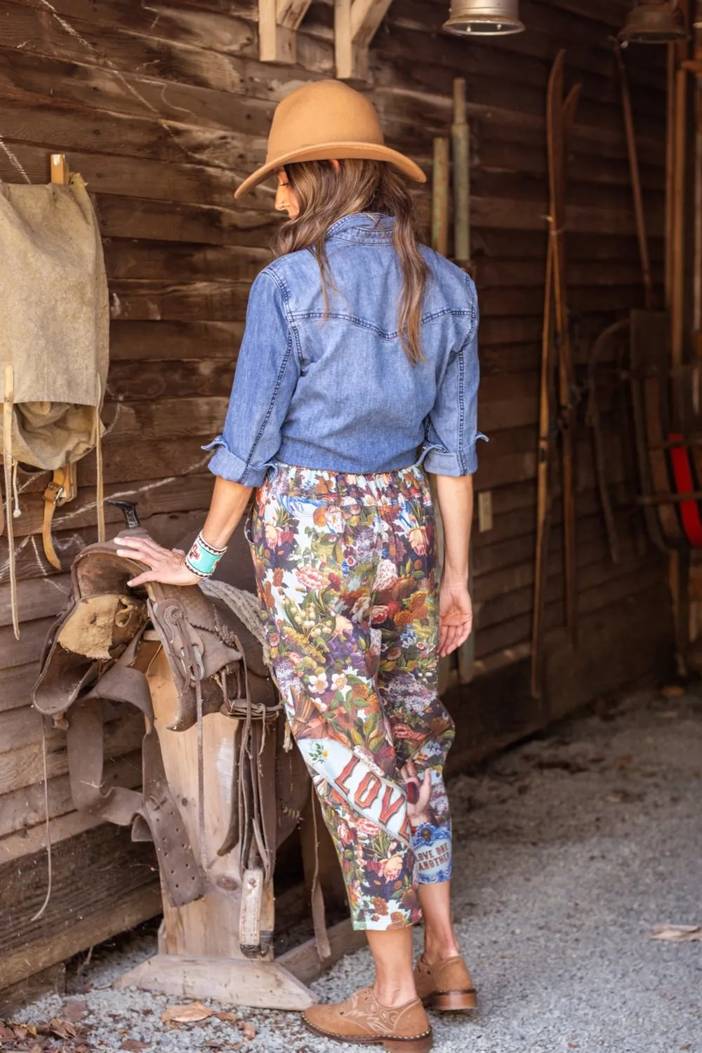 Boho Linen Cropped Artist Pants Ankle Length Love Language - Not Included in Black Friday Sale