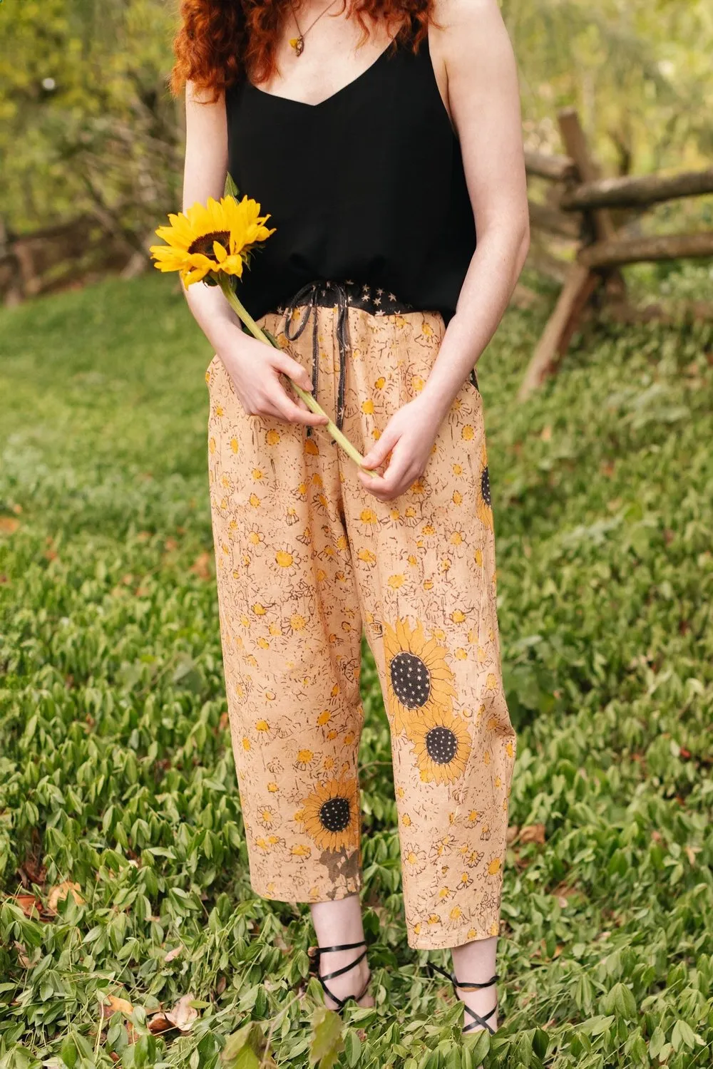 Boho Linen Cropped Artist Pants Ankle Length Milk & Honey - Not included in Black Friday Sale