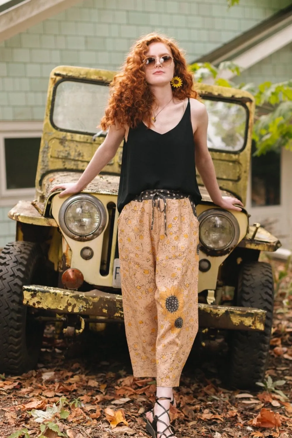 Boho Linen Cropped Artist Pants Ankle Length Milk & Honey - Not included in Black Friday Sale