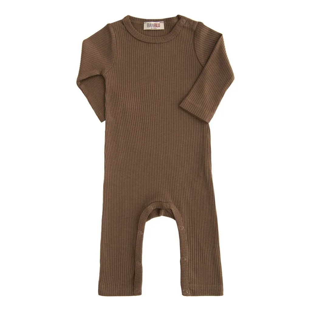 Brown Mocha Long Sleeved Modal Romper