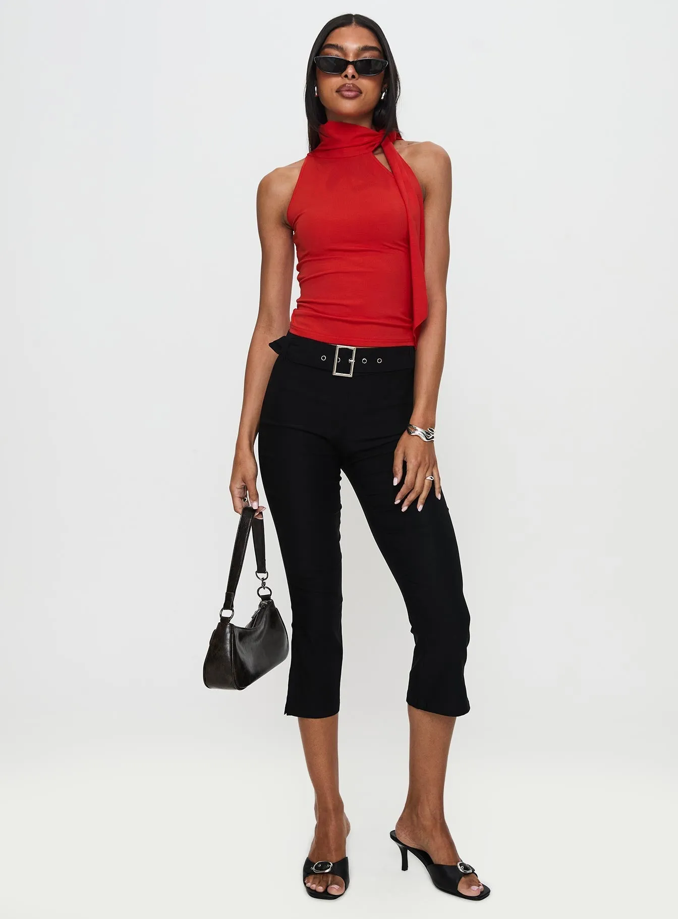 Can I Kick It Flared Capri Pants Black