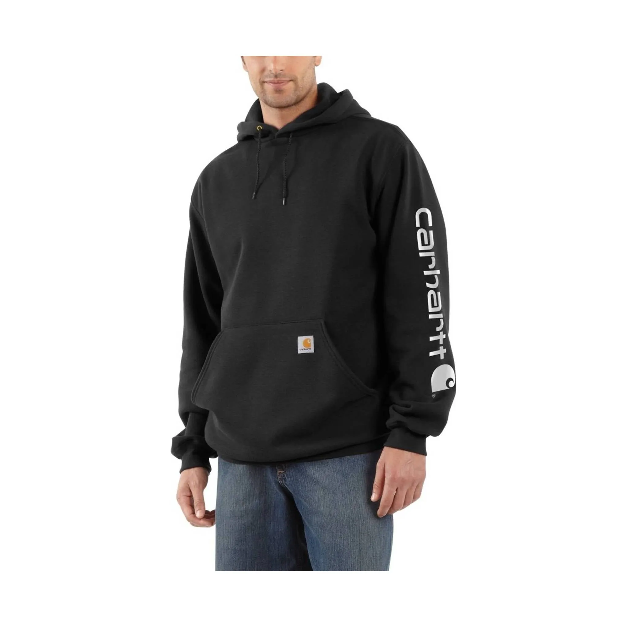 Carhartt Men's Midweight Hooded Logo Sweatshirt - Black