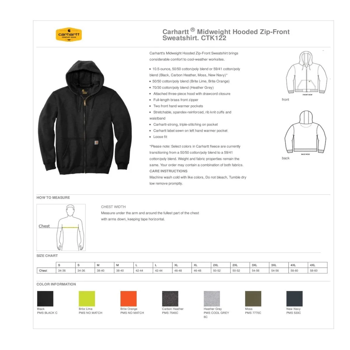 Carhartt Midweight Zip Up Sweatshirt