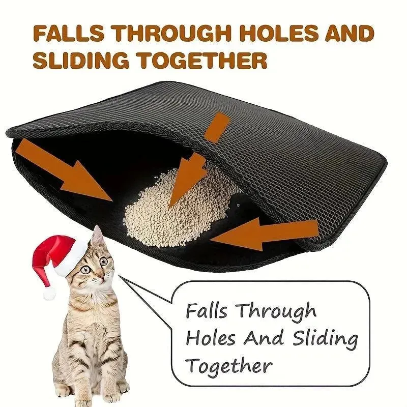 Cat Waterproof Litter Mat - Double Layer, Washable, Non-Slip Pet Supply