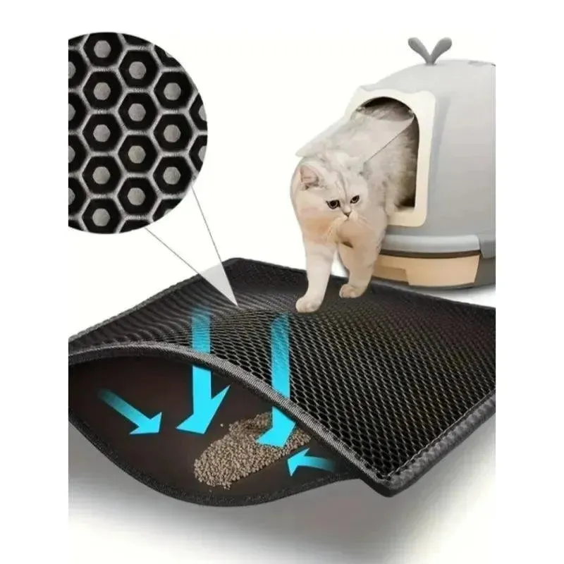 Cat Waterproof Litter Mat - Double Layer, Washable, Non-Slip Pet Supply