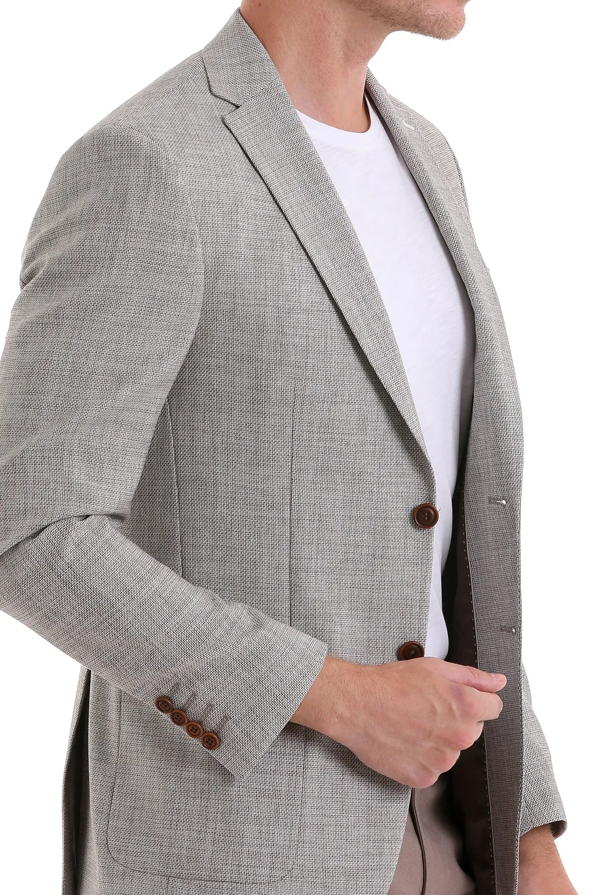 Comfort Fit Notch Lapel Light Brown Classic Blazer