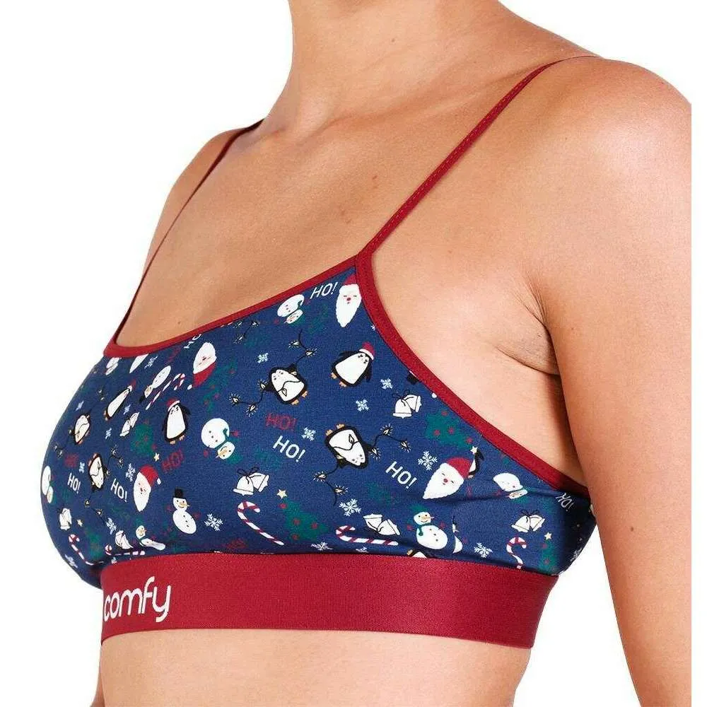 Comfyballs Cotton Crop Bra - Christmas Blue