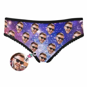 Custom Face Briefs Personalized Galaxy Panties Underwear with Photo Women's High-cut Briefs Valentine's Gift for Girlfriend or Wife