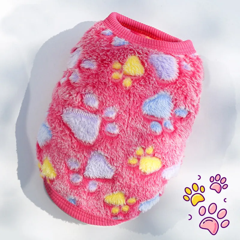 Cute Pet Clothes | Thickened Autumn and Winter Puppy Flannel Cartoon Vest | Teddy Dog Clothes