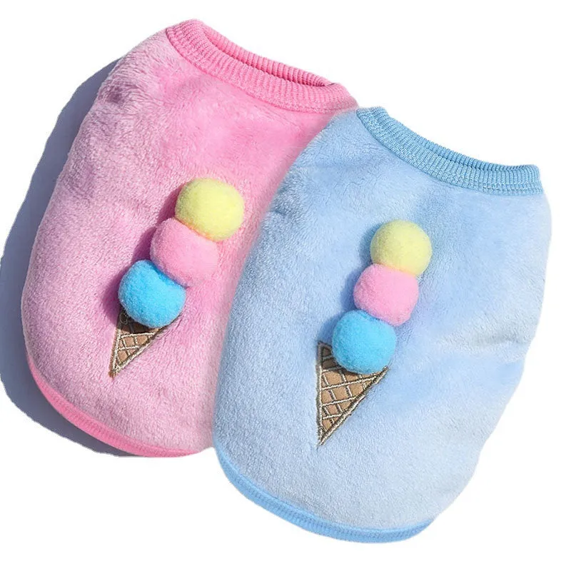 Cute Pet Clothes | Thickened Autumn and Winter Puppy Flannel Cartoon Vest | Teddy Dog Clothes