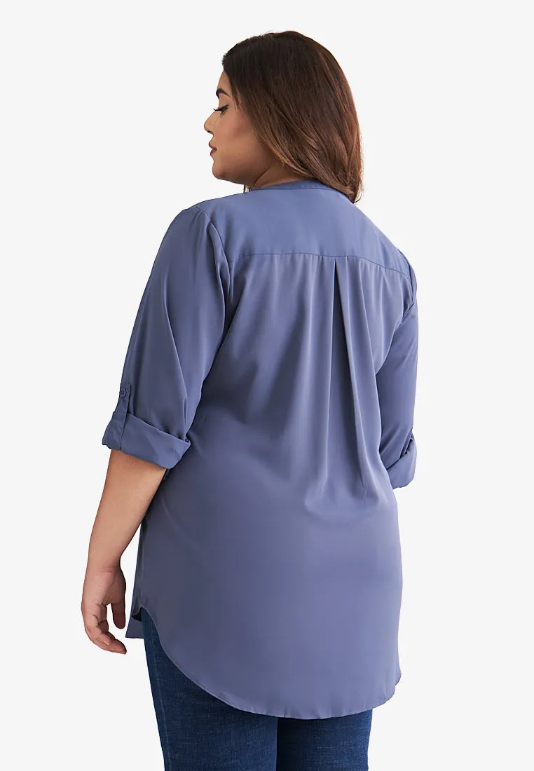 Docia Minimalist Stand Collar Blouse