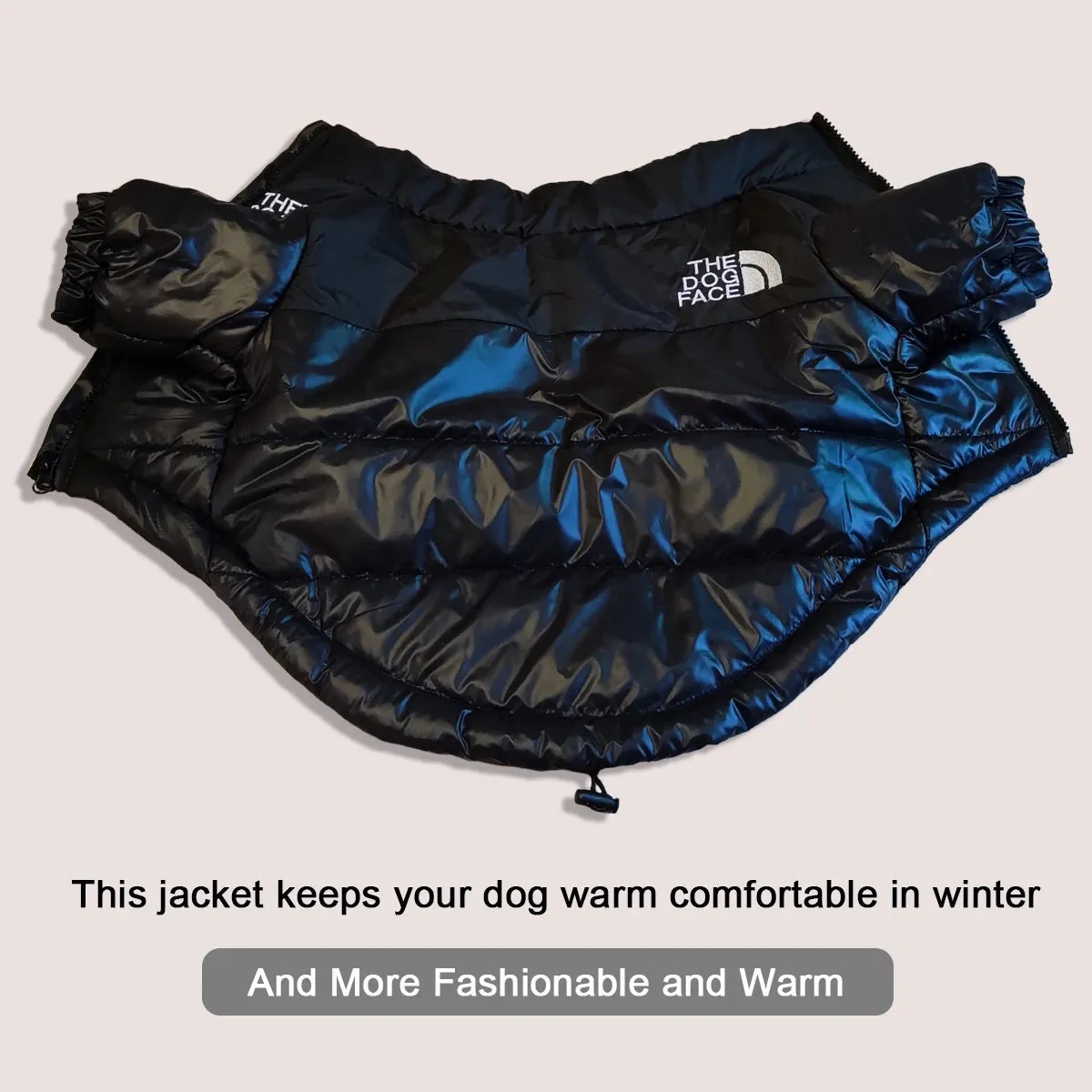 Dog Face Puffer Jacket – Warm Dog Winter Coat with Zipper Closure