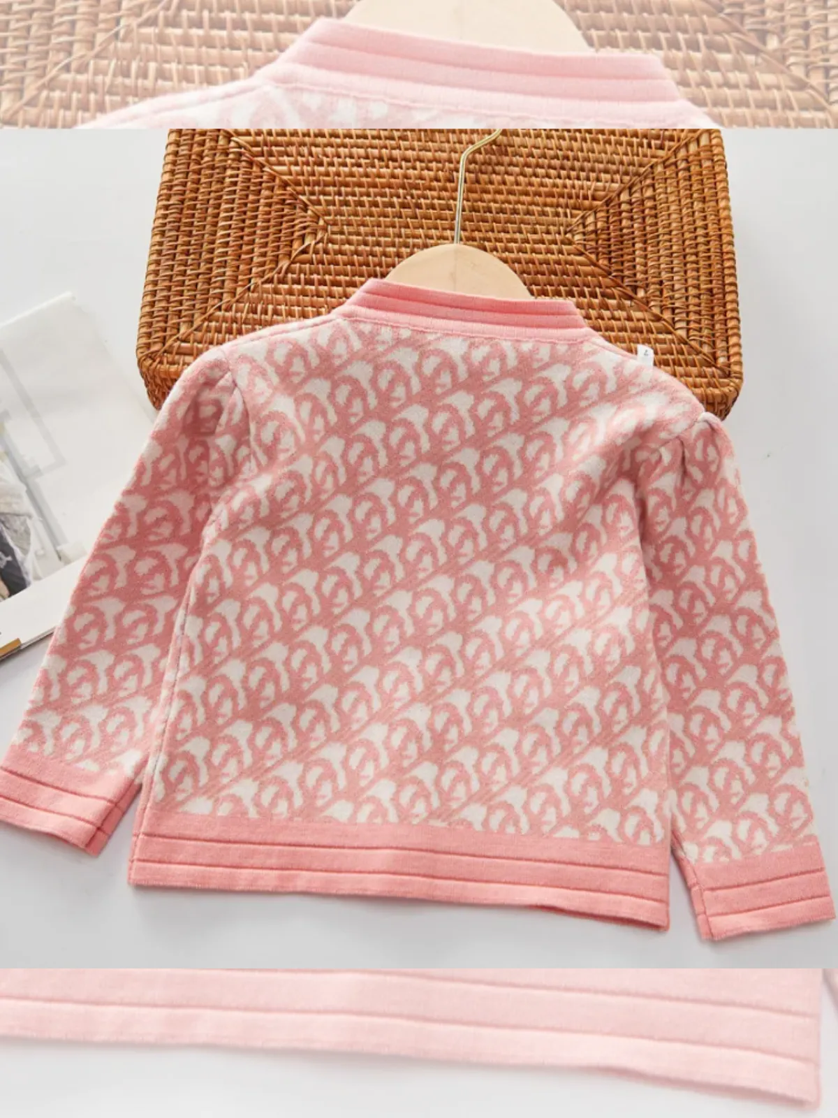 Elegant Monogram Knit Dress for Girls with Stylish Details