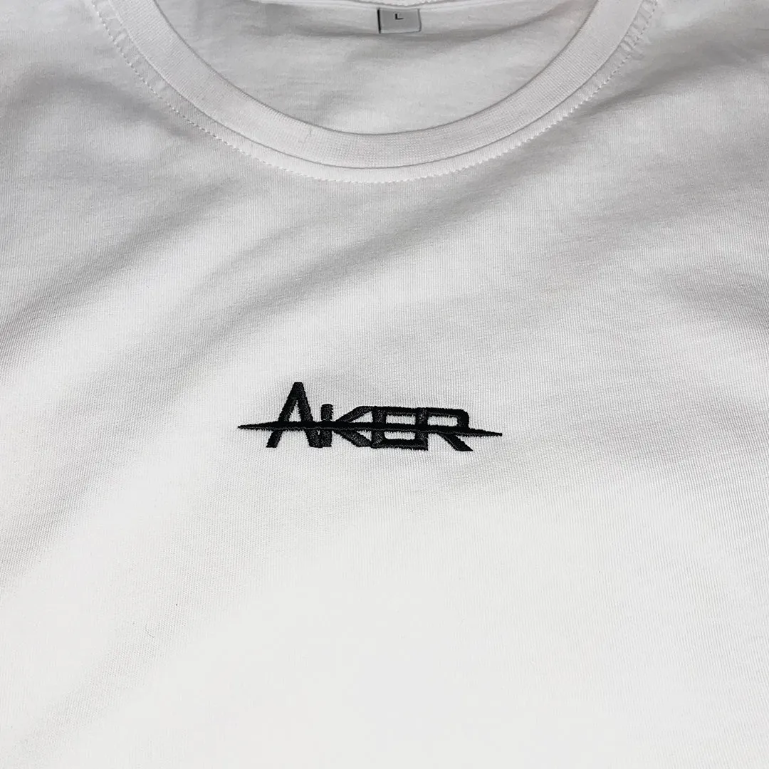 Embroidered AKER Sleeveless Tee - White