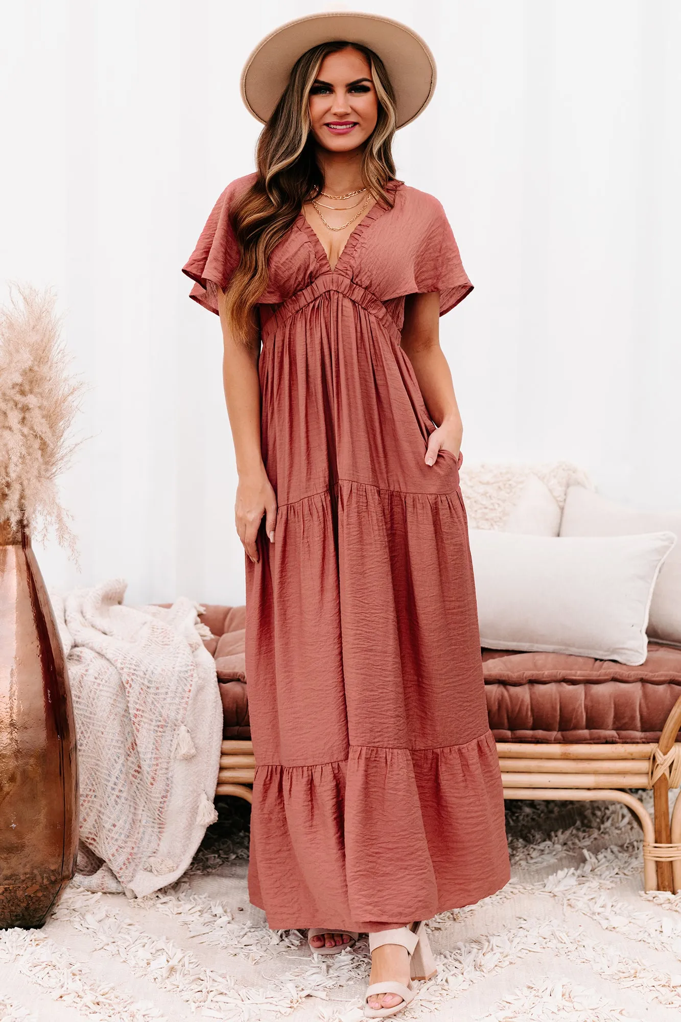 Enduring Love Tiered Linen Maxi Dress (Sienna)