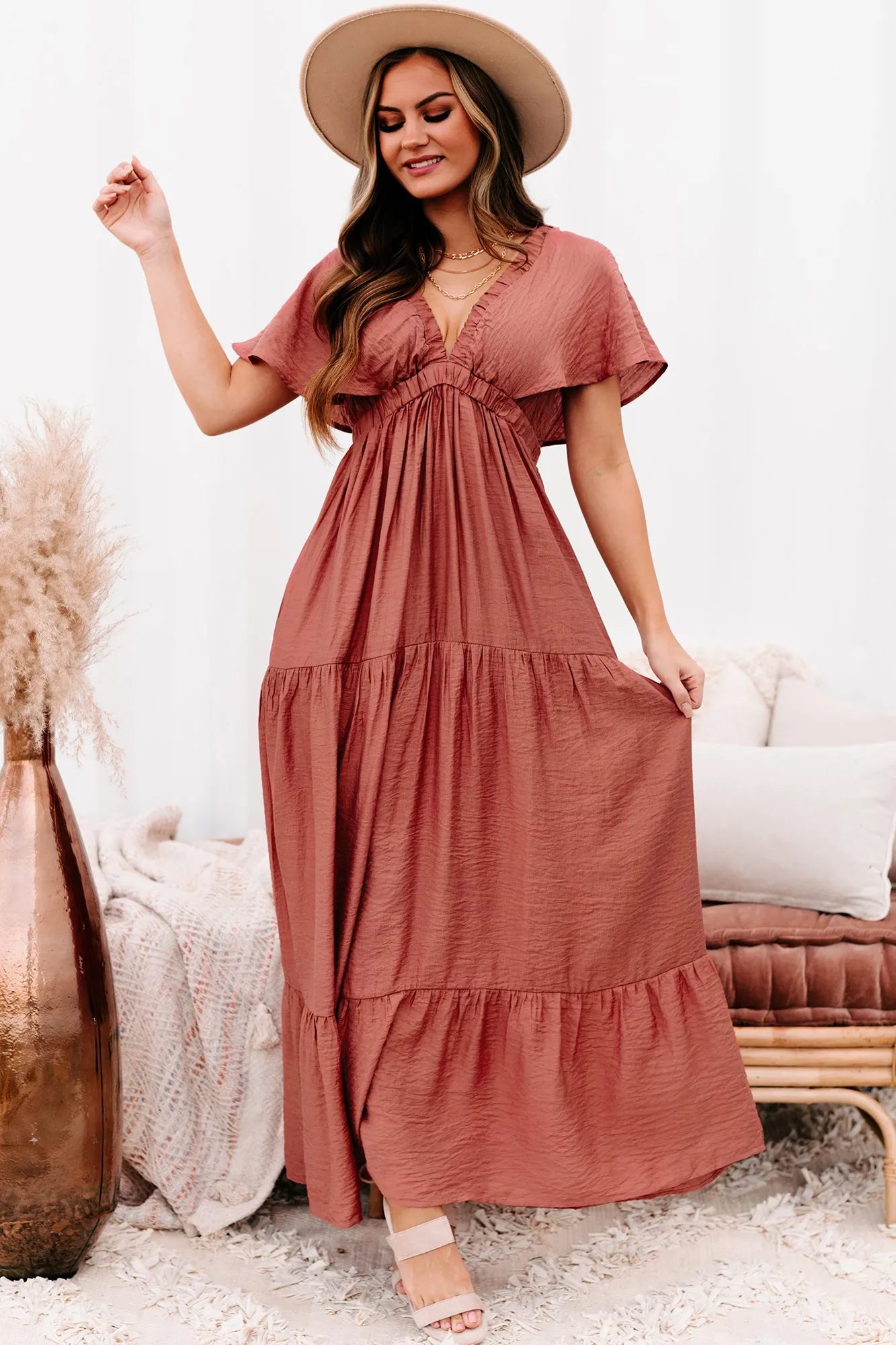 Enduring Love Tiered Linen Maxi Dress (Sienna)