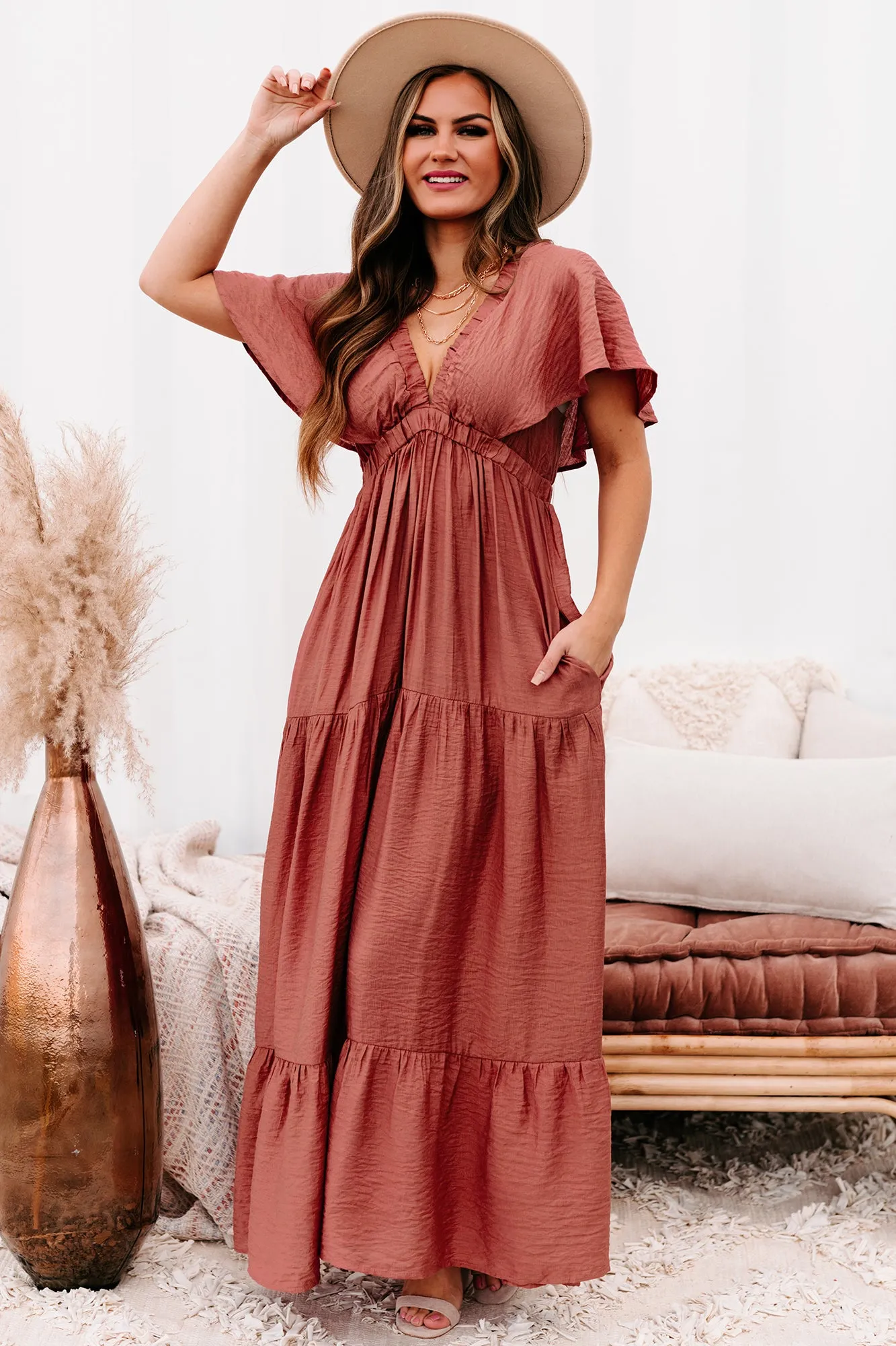 Enduring Love Tiered Linen Maxi Dress (Sienna)