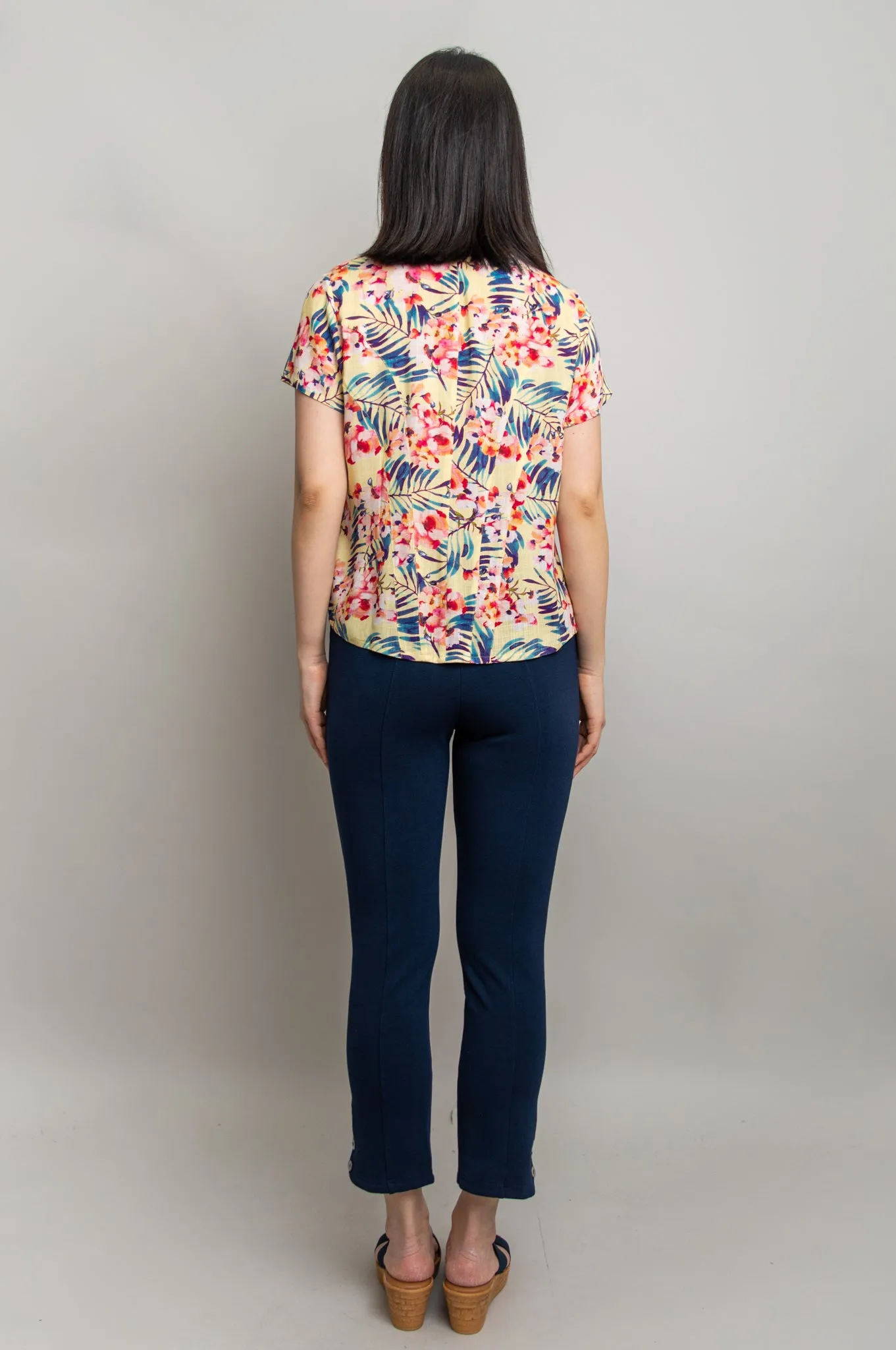 Esther Blouse, Tropical Vacation, Linen Bamboo - Final Sale