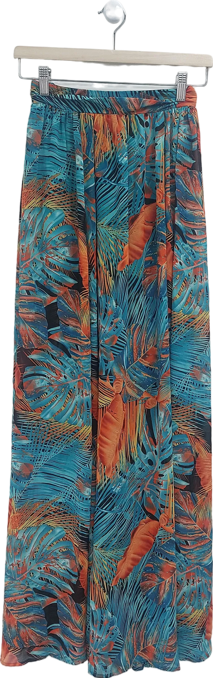 Fashion Nova Blue Palm Print Maxi Skirt UK XS