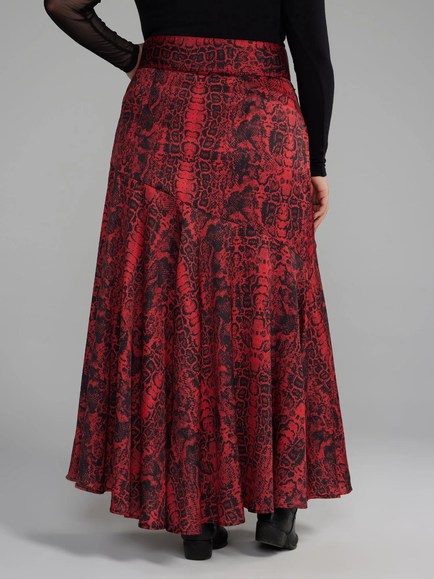 Fashion To Figure - Belted Snake Print Maxi Skirt