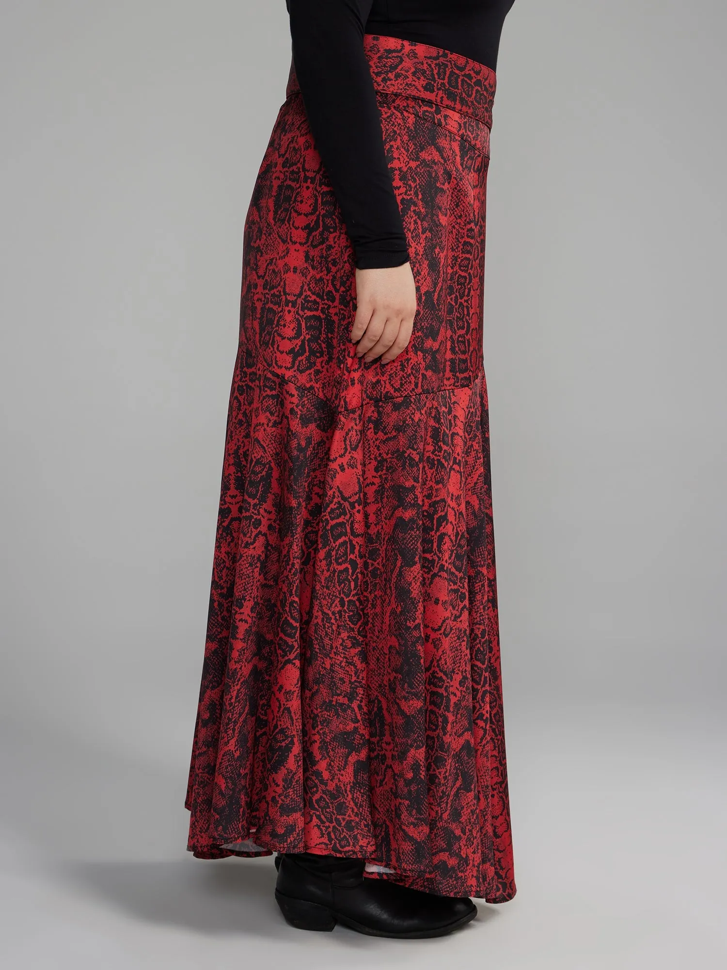 Fashion To Figure - Belted Snake Print Maxi Skirt