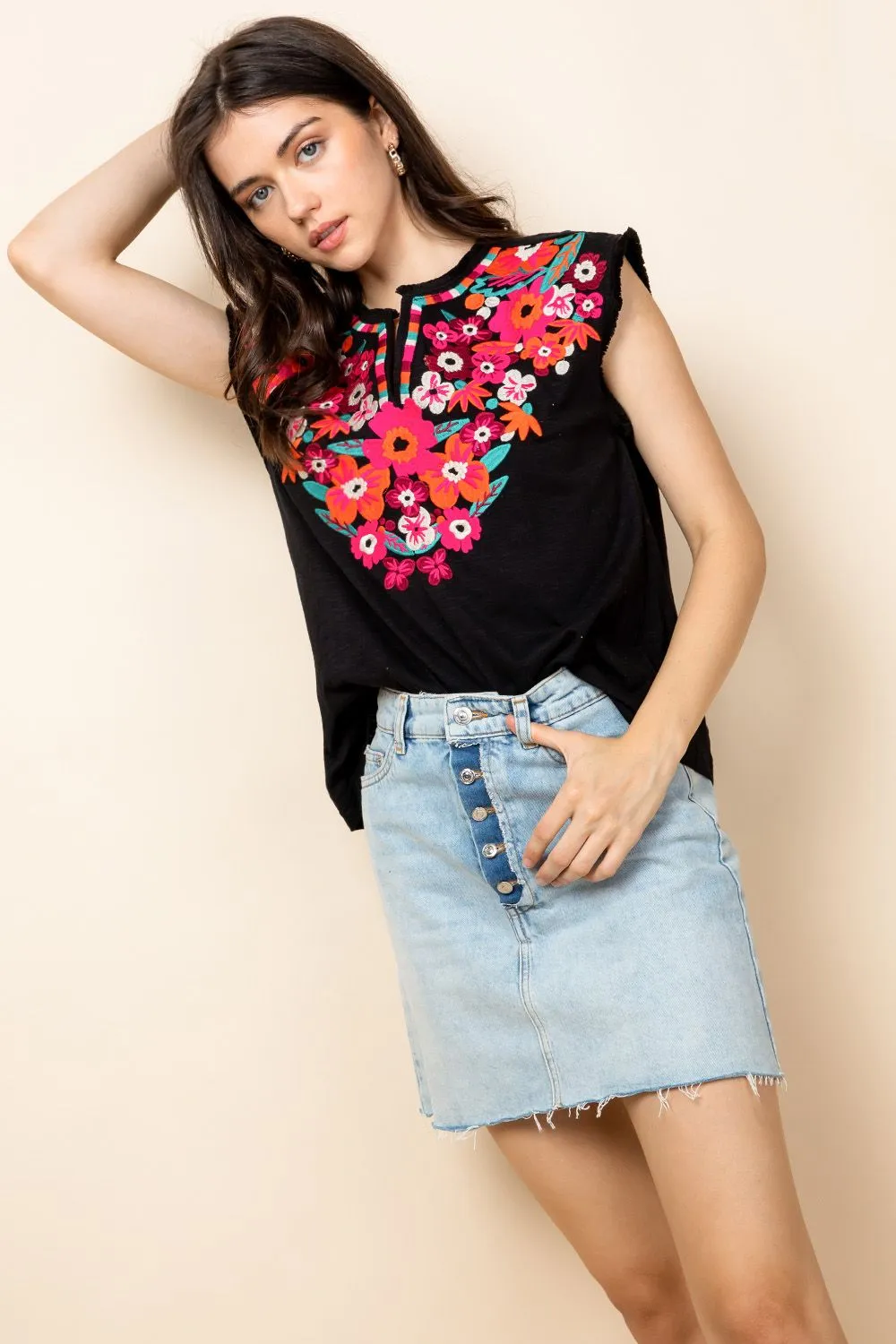 Fiesta Nights Floral Top-THML