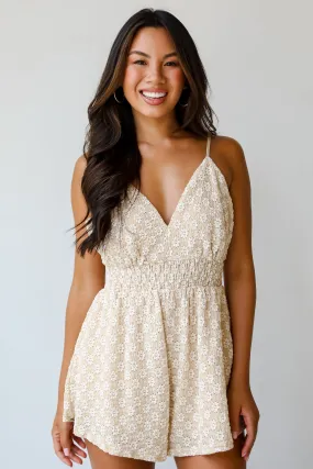 FINAL SALE - Especially Darling Beige Floral Romper