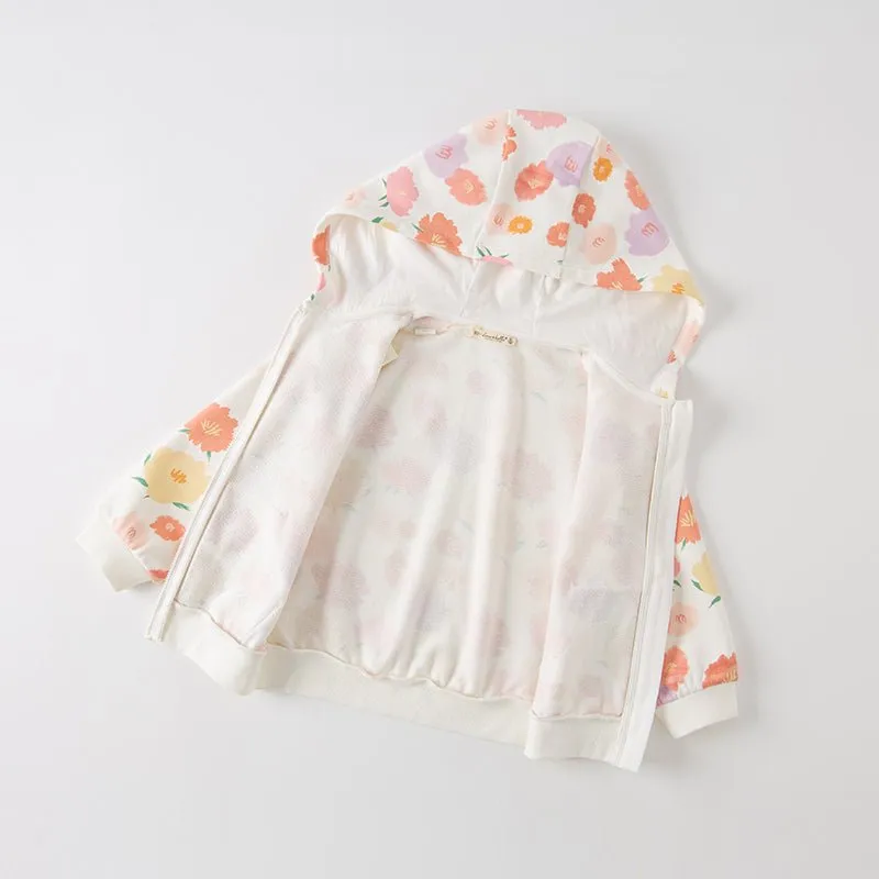 Flourishing Flowers Girl Zip Through Floral Hooded Jacket