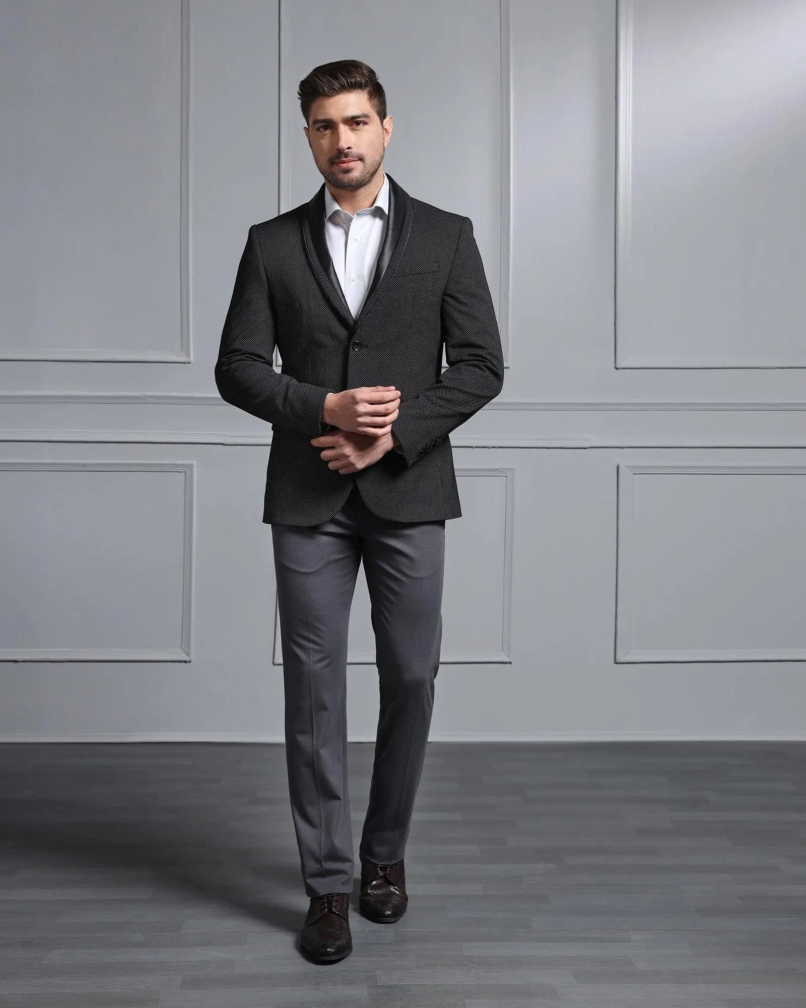 Formal Black Textured Blazer - Aaron