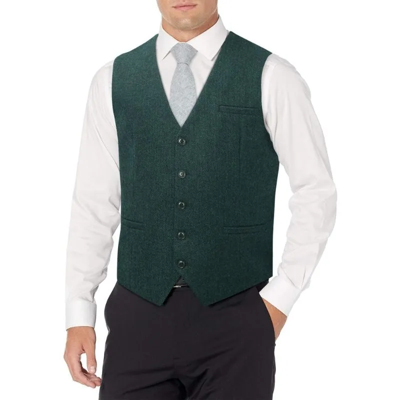 Formal Suit Vest - A-GREEN-SMOOTH BACK