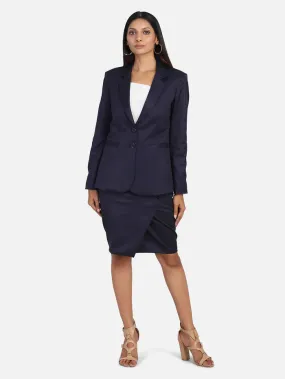 Formal Women's Professional Skirt Suit - Navy Blue